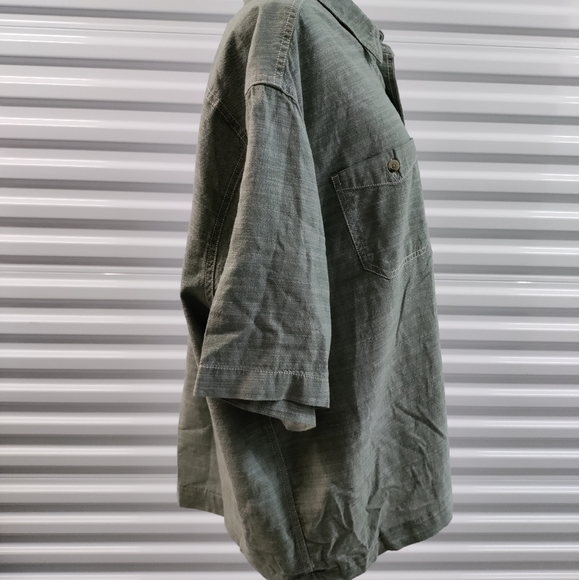 Woolrich | Green Button Down Short Sleeve Shirt men's Size XXL - Picture 12 of 14